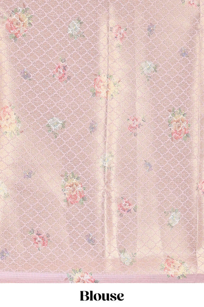 Lavender Kota Silk Cotton Saree with Classic Border Design