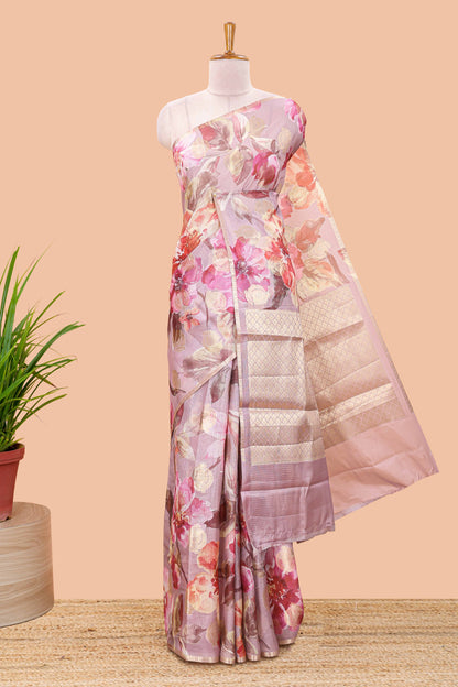 Lavender Kota Silk Cotton Saree with Elegant Border and Pallu