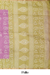 Lavender artisan print saree