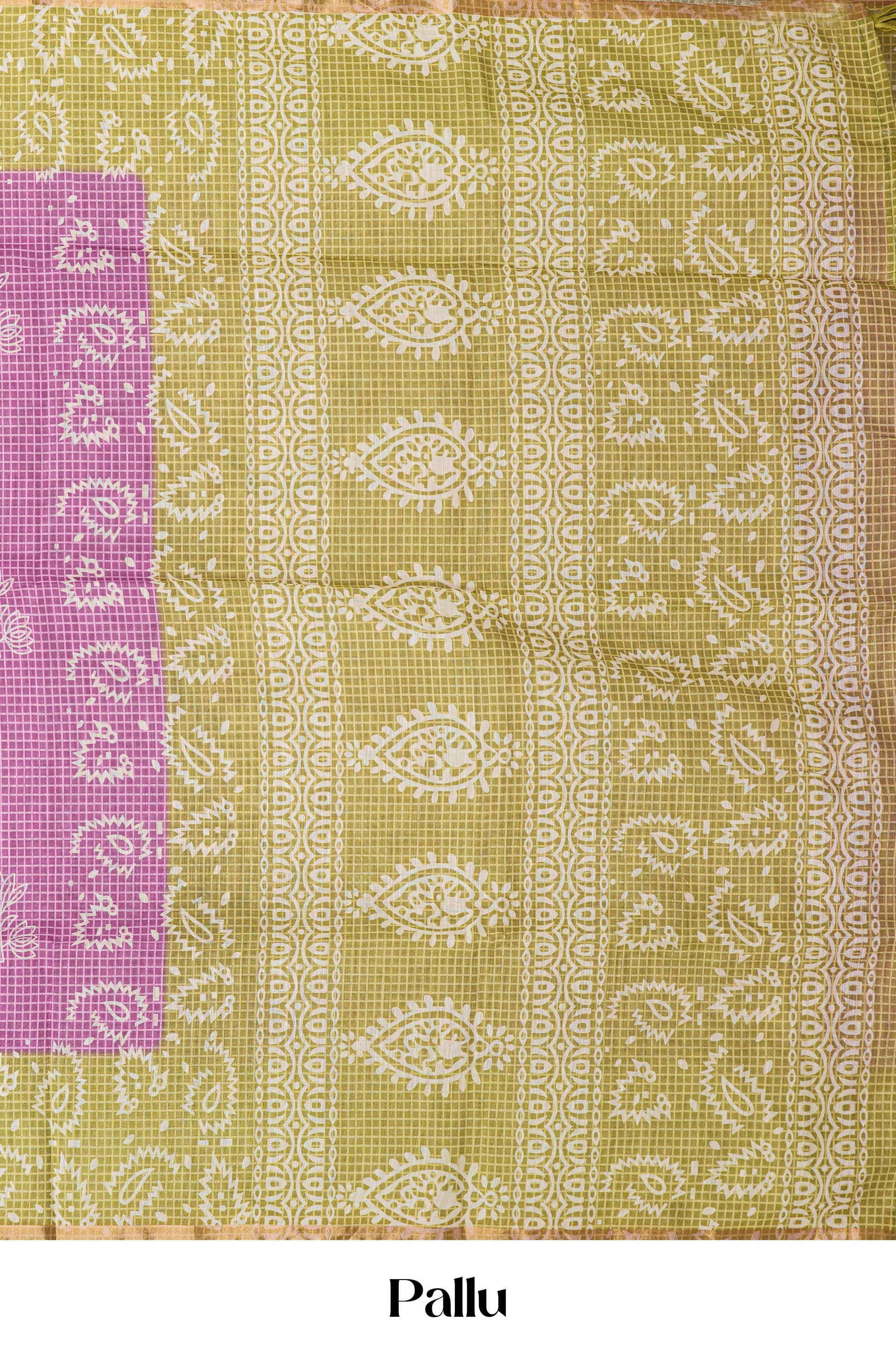 Lavender artisan print saree
