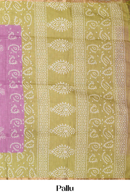 Lavender artisan print saree