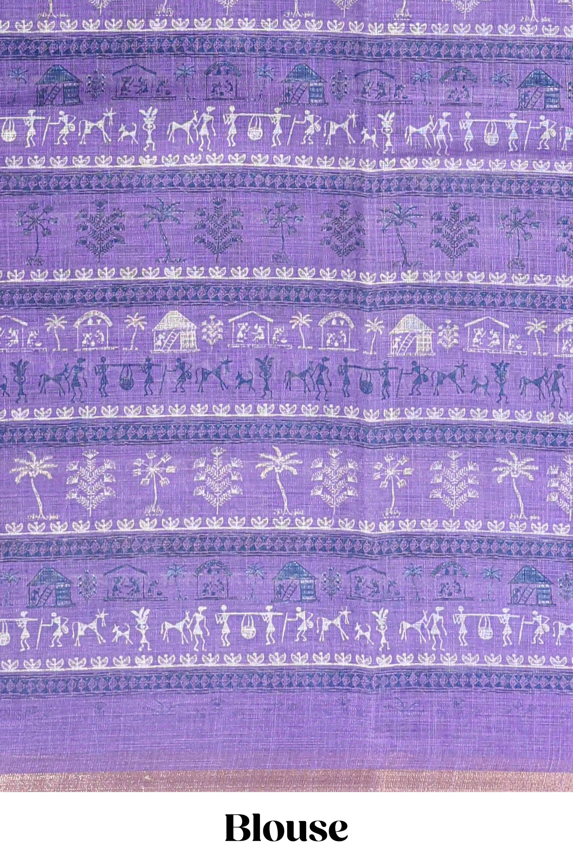 Lavender casual linen saree