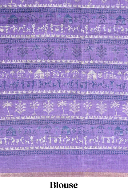 Lavender casual linen saree