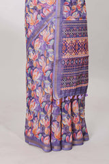 Lavender contrast pallu saree