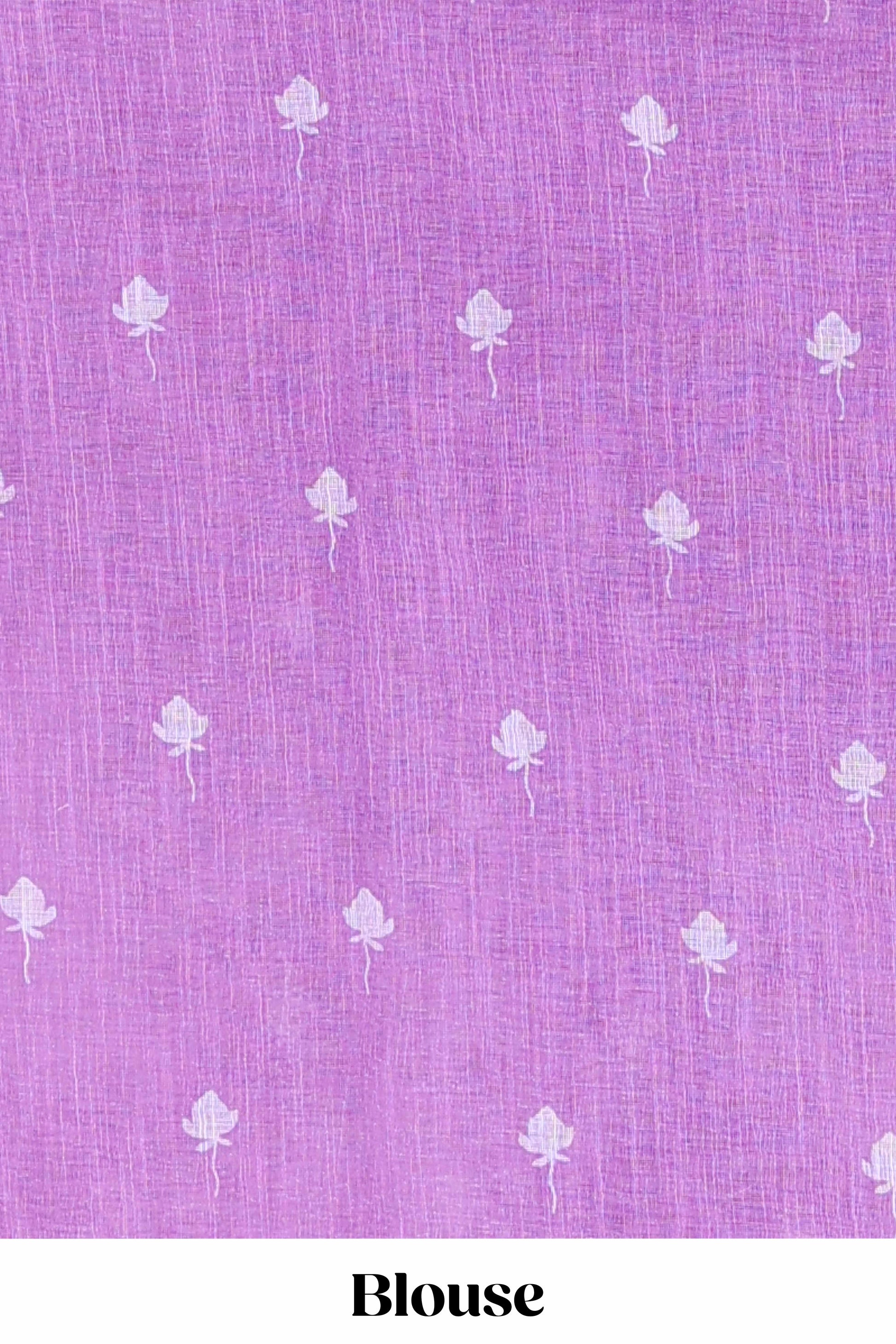 Lavender cotton linen sarees with floral patter