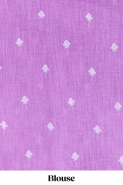 Lavender cotton linen sarees with floral patter