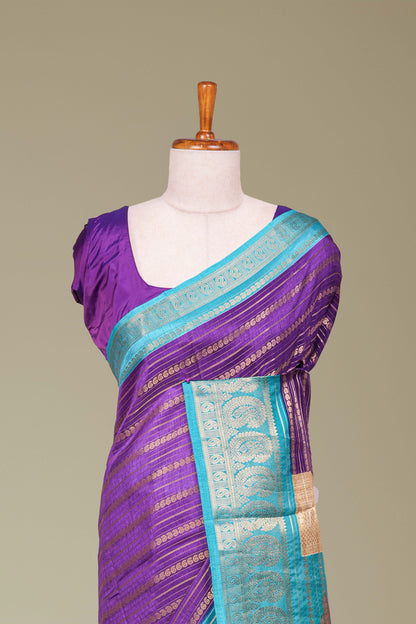 Lavender dola silk floral pallu saree