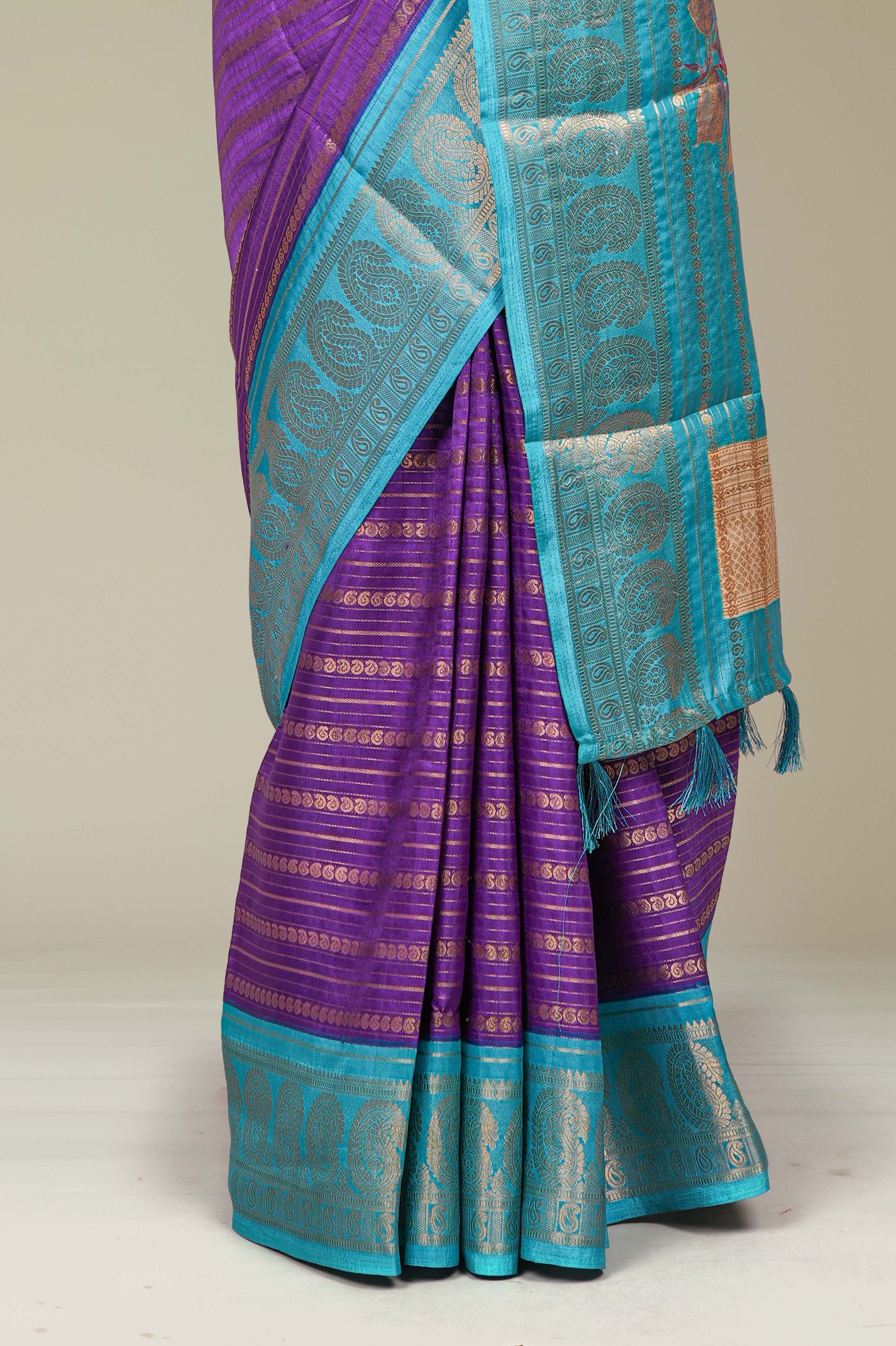Lavender dola silk zari stripe saree