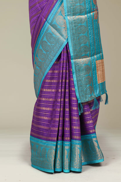 Lavender dola silk zari stripe saree