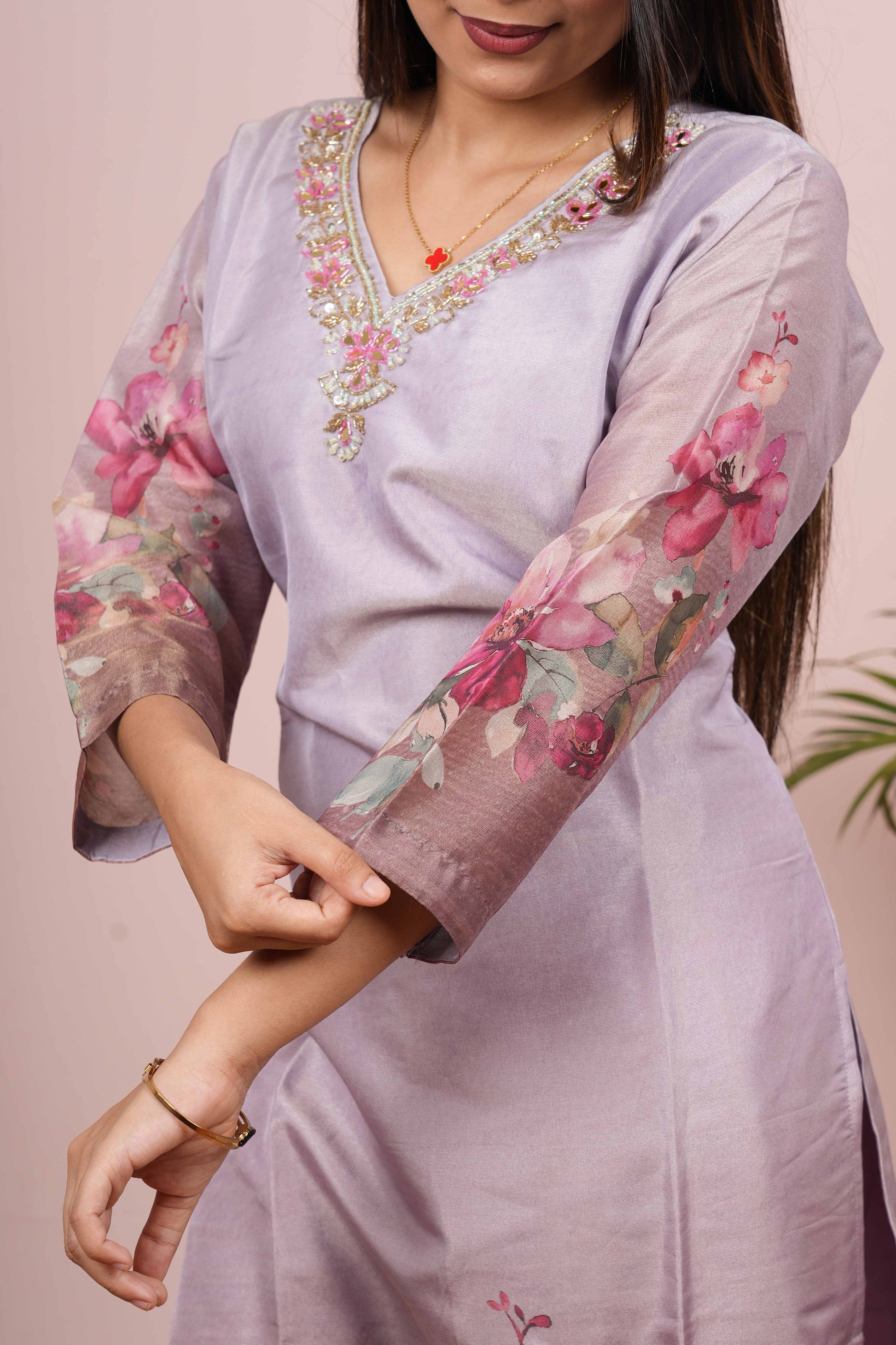 Lavender festive ethnic outfit