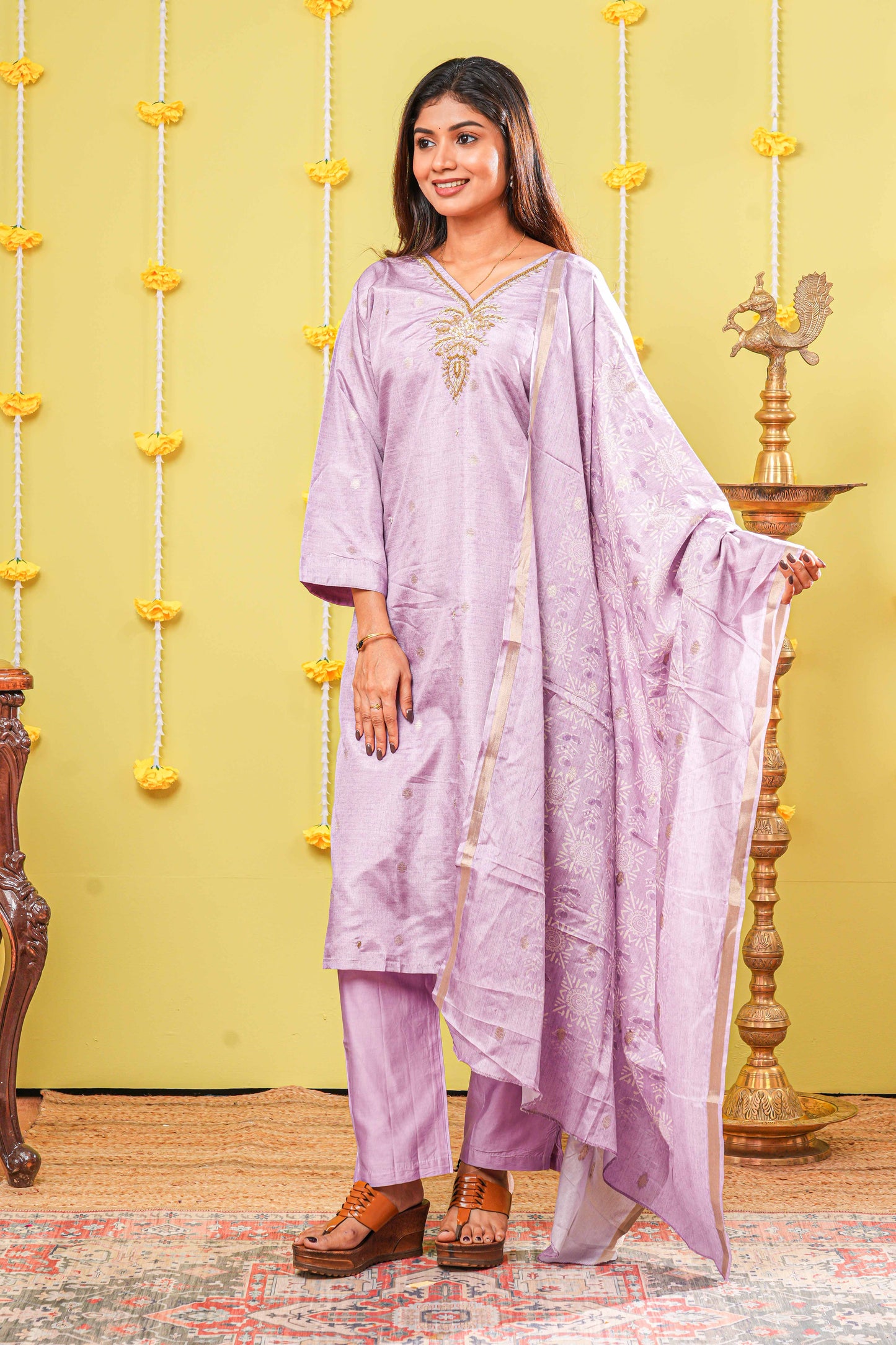 Lavender festive ethnic suit
