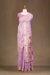 Lavender festive munga cotton saree