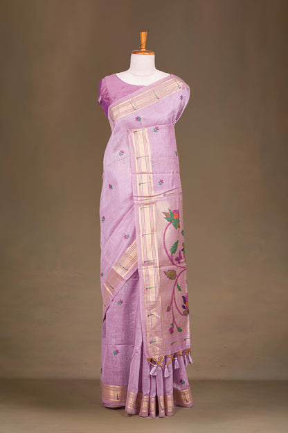 Lavender festive munga cotton saree