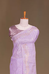 Lavender festive woven saree