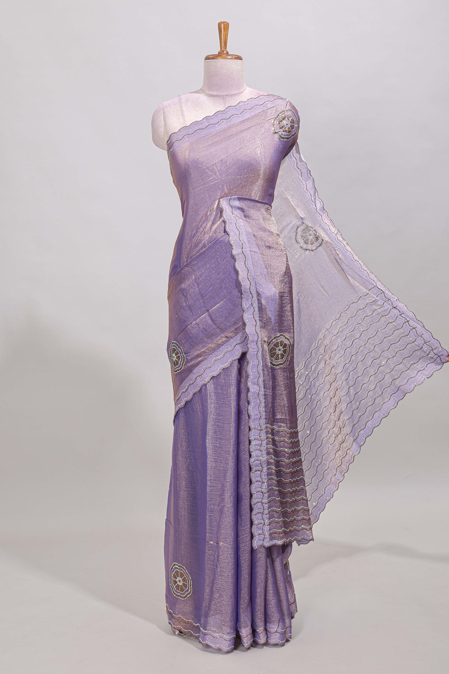 Lavender floral stone saree