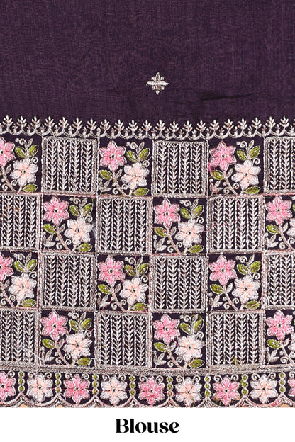 Lavender georgette space silk party wear saree