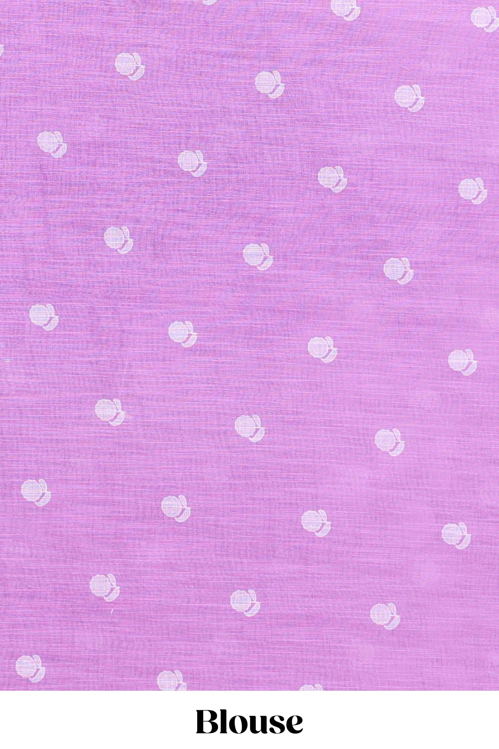 Lavender handwoven linen cotton saree