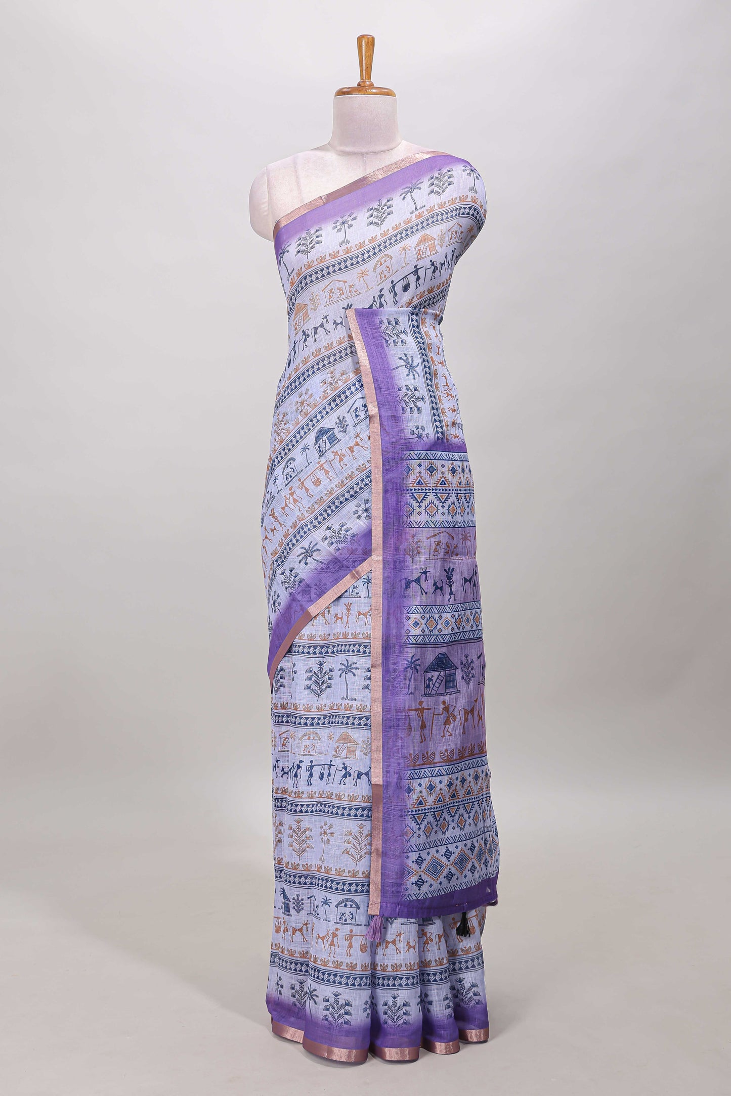 Lavender linen cotton saree
