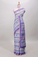Lavender linen cotton saree