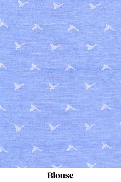 Lavender linen cotton saree with subtle motifs