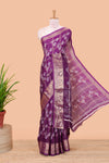 Lavender moss chiffon butta saree