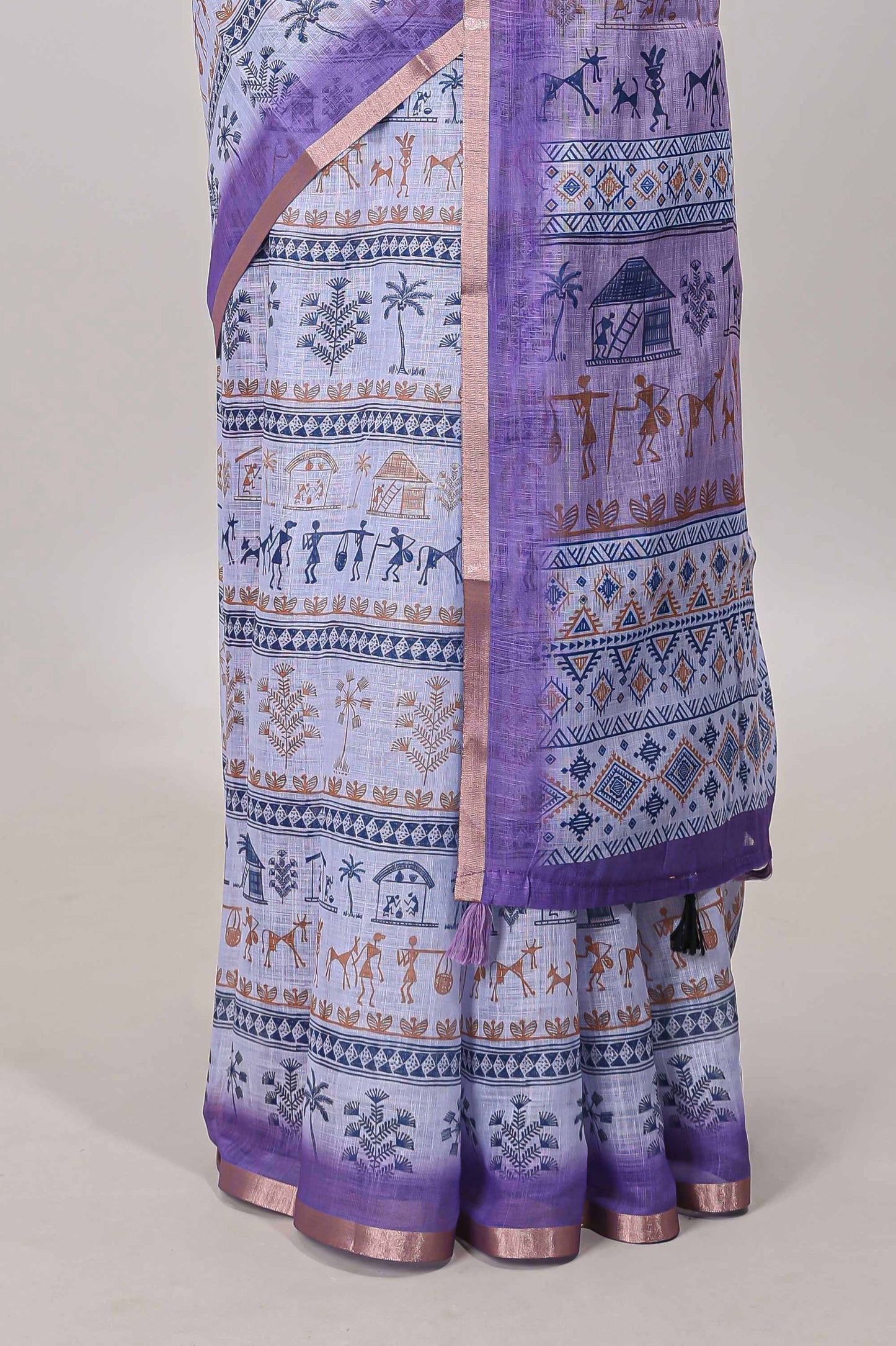 Lavender printed blouse saree
