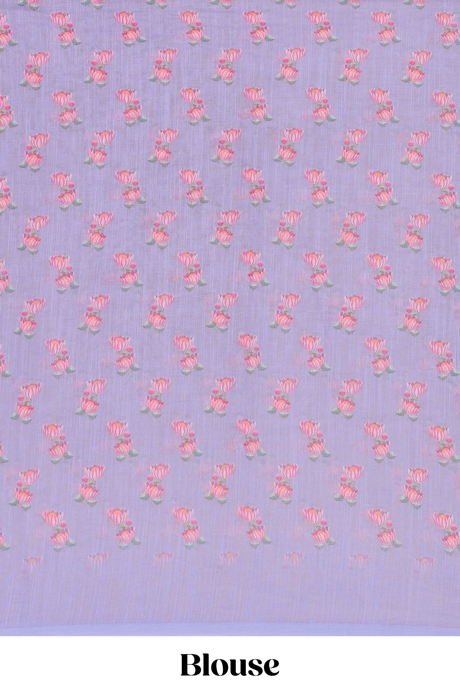 Lavender printed pallu linen saree