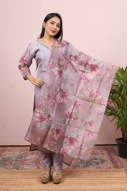 Lavender printed salwar suit set