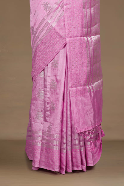 Lavender raw silk festive saree