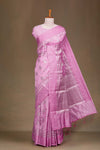 Lavender raw silk peacock motif saree