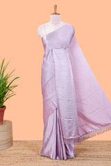 Lavender satin crepe crush saree