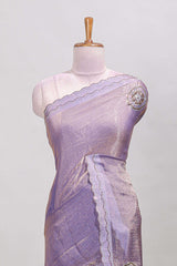 Lavender scallop border saree