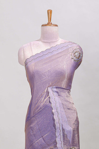 Lavender scallop border saree