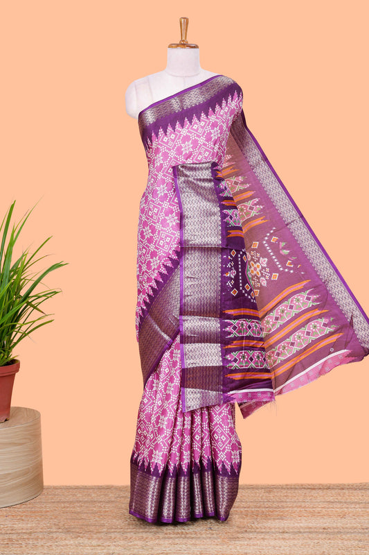 Lavender semi dola bandhini saree