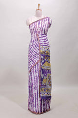  Lavender shibori linen cotton saree