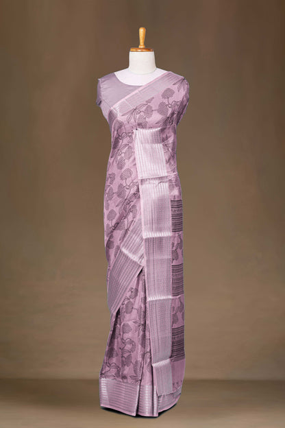 Lavender silk floral saree
