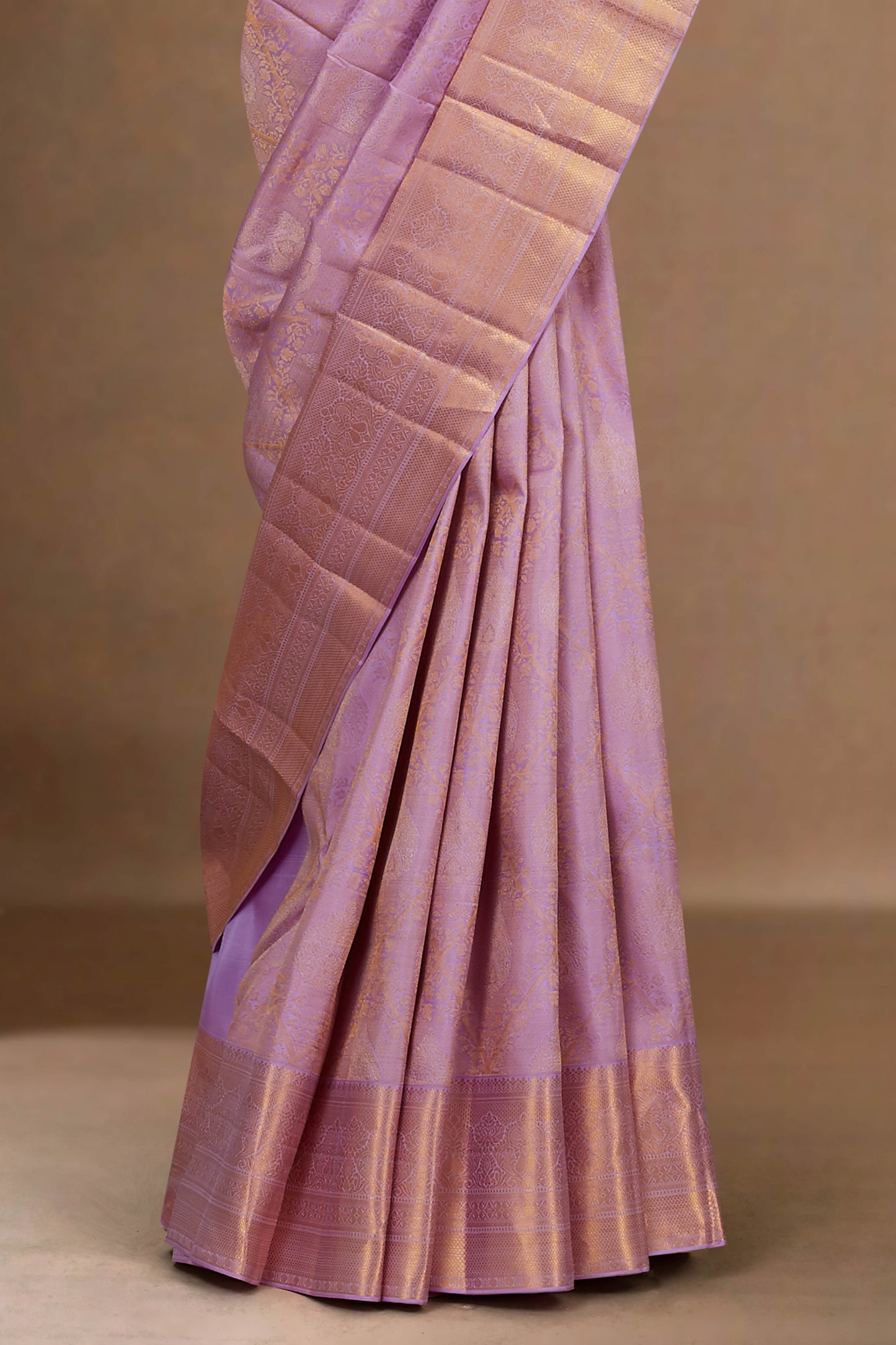 Lavender silks saree with zari border