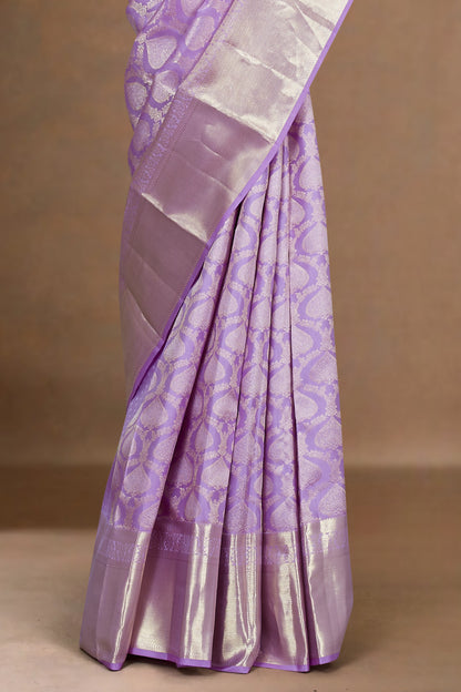 
Lavender silks sarees with zari border