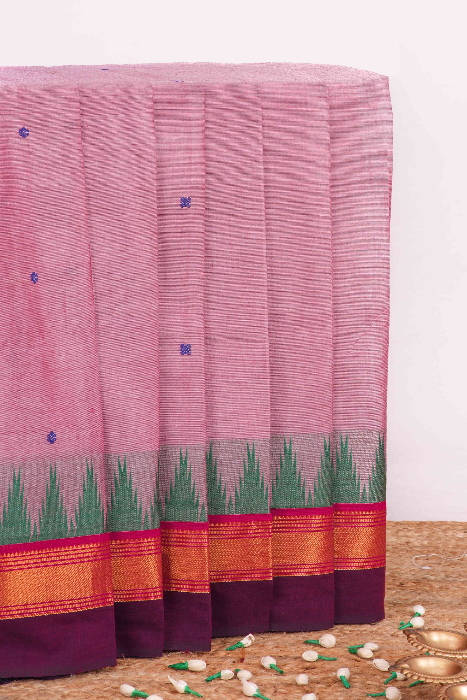 Lavender thread butta chettinad cotton saree