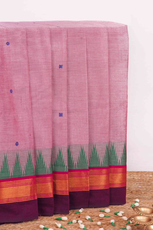 Lavender thread butta chettinad cotton saree