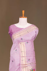 Lavender woven pallu saree