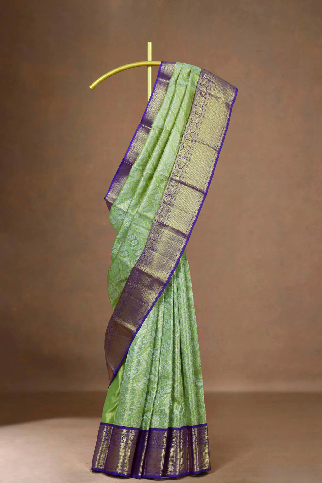 Leaf green tissue silk saree