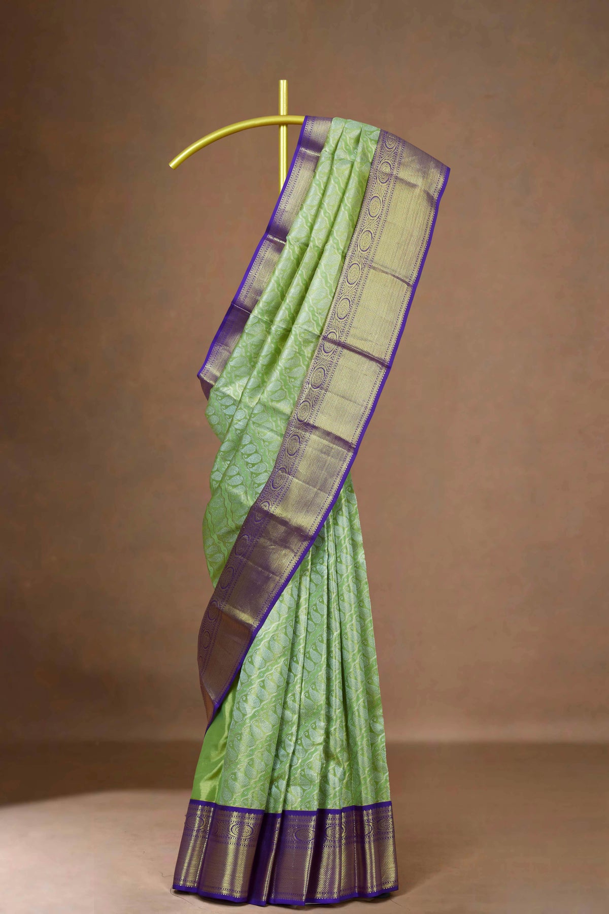Leaf green tissue silk saree