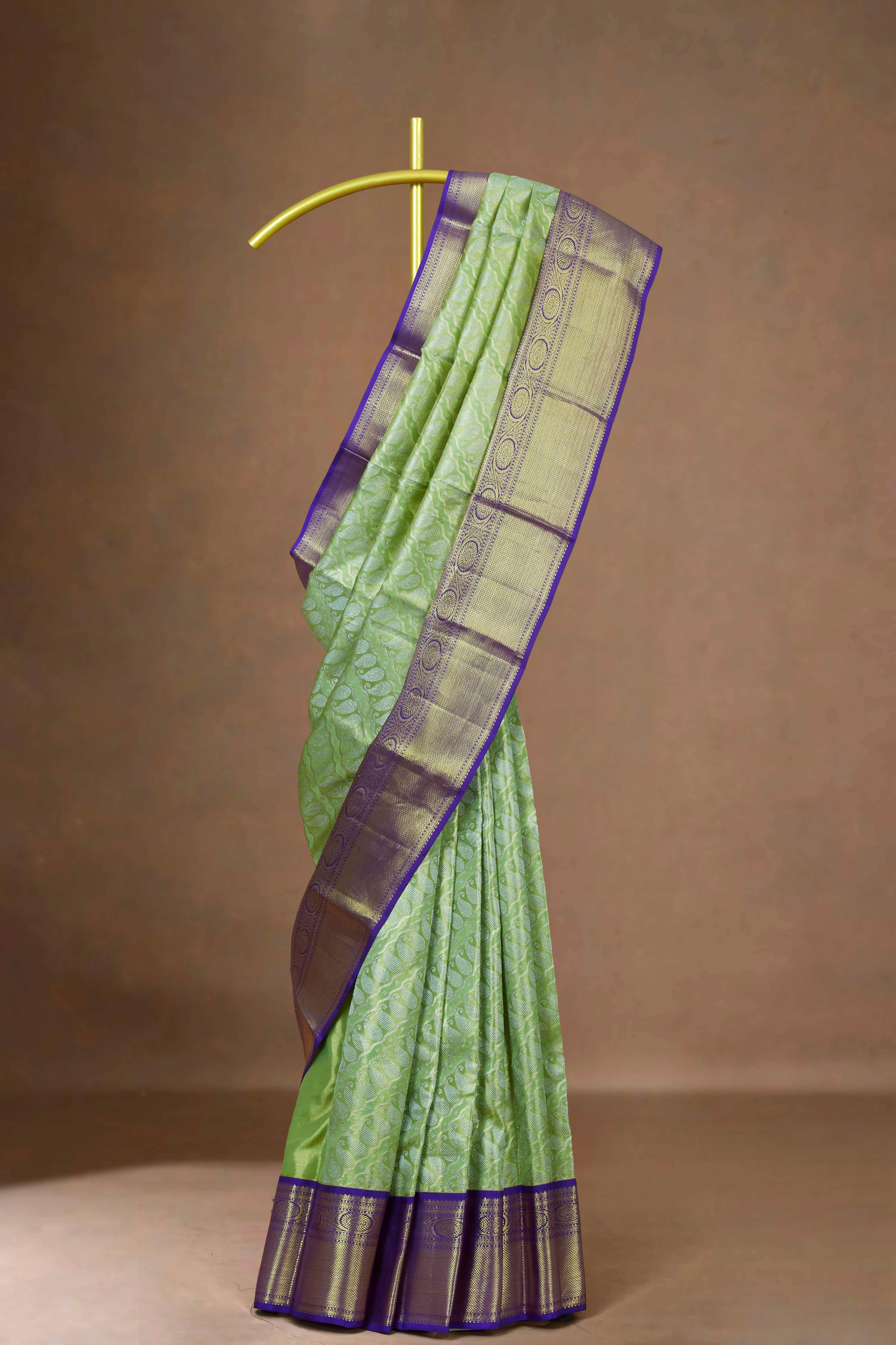 Leaf green tissue silk saree
