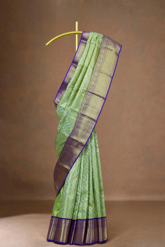 Leaf green tissue silk saree