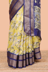 Lemon yellow chiffon blouse saree