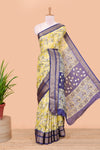 Lemon yellow chiffon floral saree