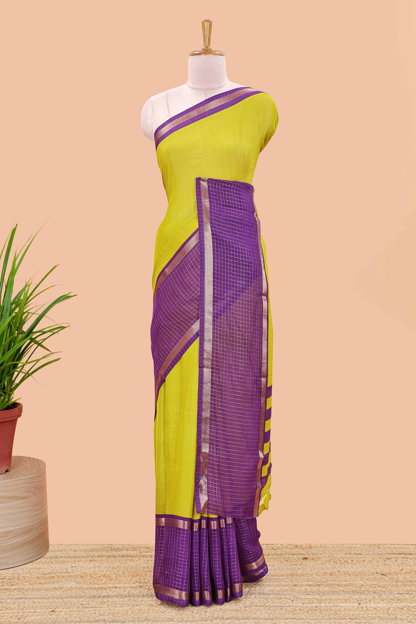 Lemon yellow georgette weave
