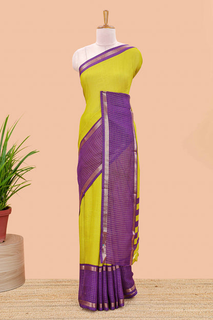 Lemon yellow georgette weave