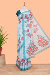 Light blue linen saree